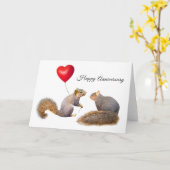 Écureuils avec carte d'anniversaire du ballon card (Fleur jaune)