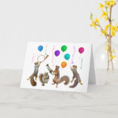 Écureuils avec cornes et ballons Carte d'anniversa (Fleur jaune)