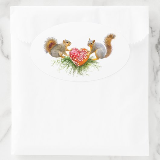 Écureuils avec Stickers Coeur de Champignons (Sac)