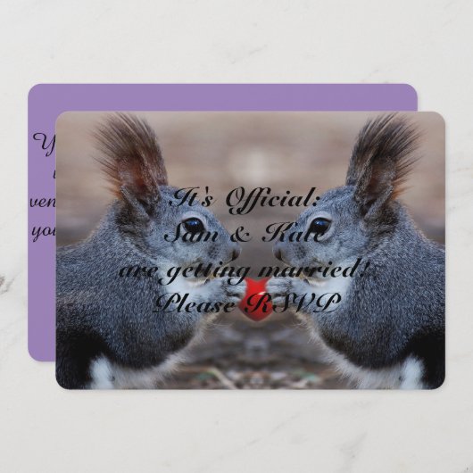 Écureuils dans le faire-part de mariage mignon (Devant / Derrière)