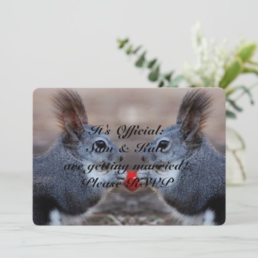 Écureuils dans le faire-part de mariage mignon (Debout devant)