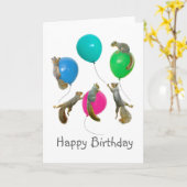 Écureuils sur ballons Carte d'anniversaire (Fleur jaune)