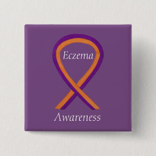 Eczema Awareness Ribbon Custom Art Pin Buttonnen Vierkante Button 5,1 Cm