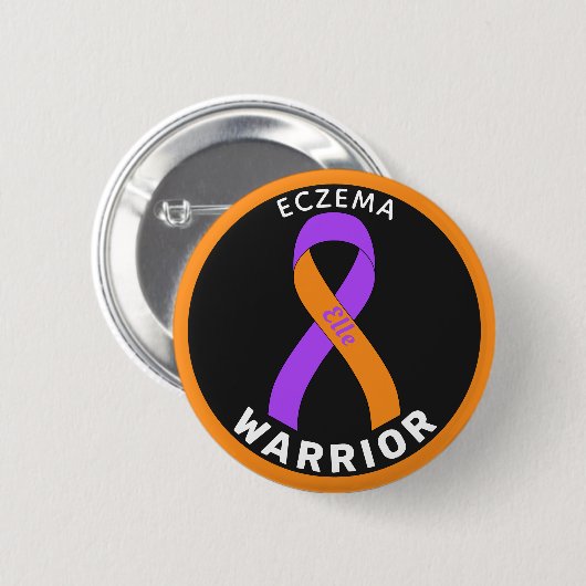 Eczema Warrior Ribbon Black Button (Voorkant /achterkant)