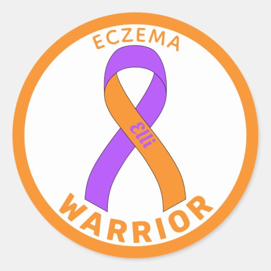Eczema Warrior Ribbon White Round Sticker (Voorkant)