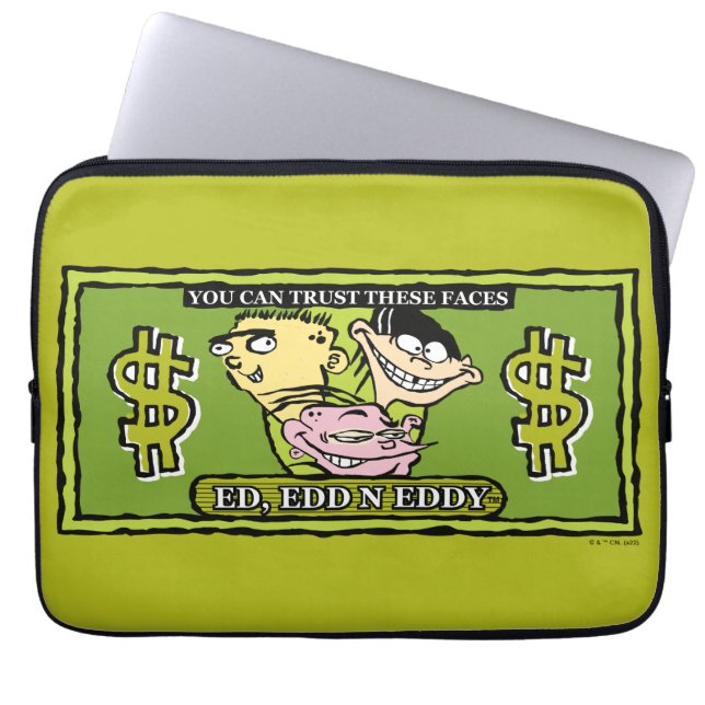 Ed, Edd, n Eddy Dollar Bill Laptop Sleeve (Voorkant)