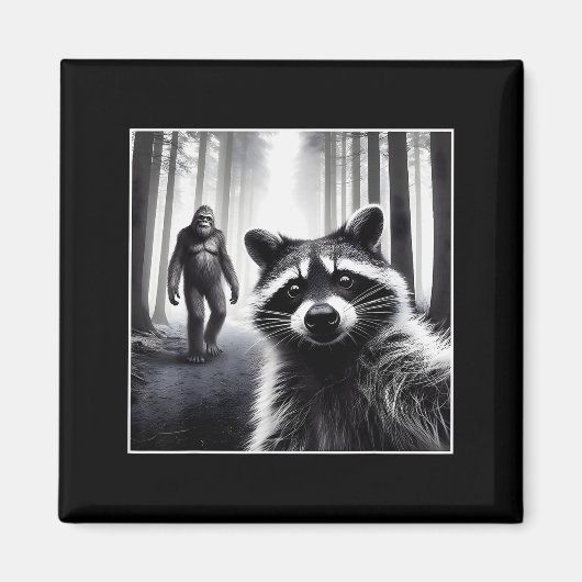 Ed Raccoon Selfie With Sasquatch Bigfoot Funny Rac Magneet (Voorkant)