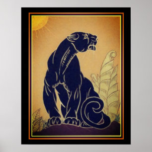 Ed Rudy Art Deco Black Panther 16 x 20 afdrukken Poster