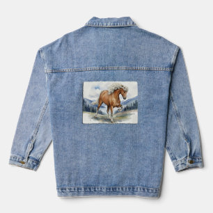 Edda Silver bay IJslands paard in de bergen S Denim Jacket