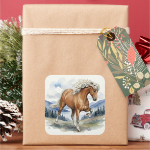 Edda Silver bay IJslands paard in de bergen S Vierkante Sticker