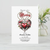 Edel gotisch hart met bloemen. kaart (Staand voorkant)