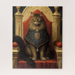 Edel Maine Coon Kat Troon Kunstprint Legpuzzel