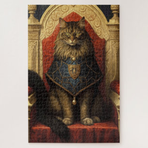 Edel Maine Coon Kat Troon Kunstprint Legpuzzel