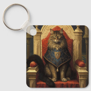 Edel Maine Coon Kat Troon Kunstprint Sleutelhanger