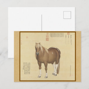 Edel Roodachtig Paard Kunst - Traditionele Zijdepr Briefkaart