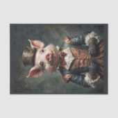 Edel Victoriaans Varken met stropdas en hoge hoed Tissuepapier (Voorkant)