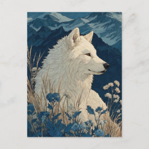 Edel Witte Wolf in het Middernachtgebergte Briefkaart