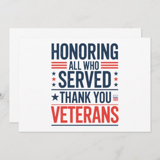 Edelachtbare iedereen die heeft gediend Hartelijk Kaart (Voorkant / Achterkant)