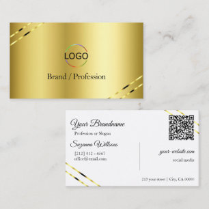 Edele Goud met Glanzende Lijnen Logo en QR-code Visitekaartje