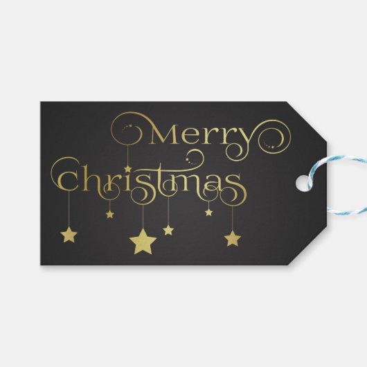 edele gouden kerststerren cadeaulabel (Voorkant (Horizontaal))