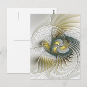 Edele Gouden Teal Abstracte Fantasie Fractale Kuns Briefkaart