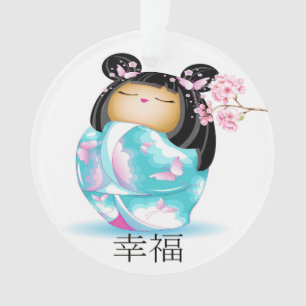 edele Japanse Kokeshi Doll Ornament