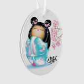 edele Japanse Kokeshi Doll Ornament (voorkant)