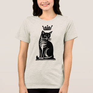 Edele katachtige houtsnede stijl Tri-Blend shirt