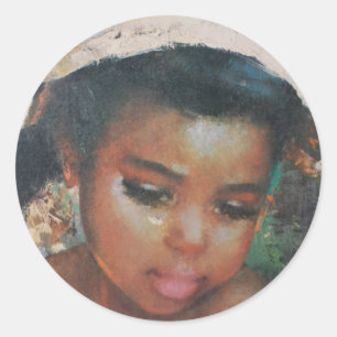 edele kleine zwarte meisjes ronde sticker