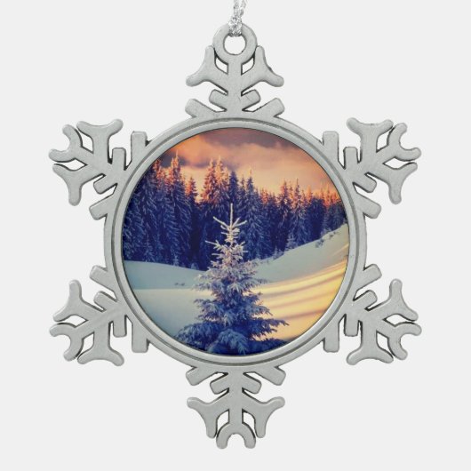 Edele sneeuwvlokken tin sneeuwvlok ornament (Voorkant)