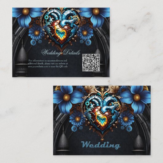 Edele steampunk hart informatiekaartje (Voorkant / Achterkant)