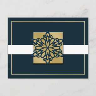 Edelegant blauw goud Corporate Holiday Greeting Feestdagenkaart