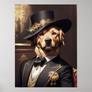Edelmoedige Goud Retriever in elegante Victoriaans Poster