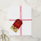 Edeloze gouden kerstcellen cadeaulabel (Met Touw)