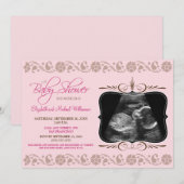EdelSonogram Baby shower Uitnodiging (roze) (Voorkant / Achterkant)