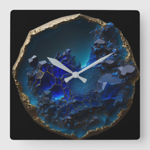 Edelsteen Blauw Sapphire Crystal Rock Vierkante Klok