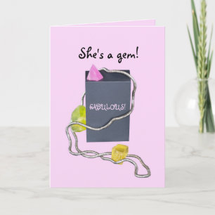 EDELSTEEN IN ROZE & GELE ZIJ IS EEN EDELSTEEN VERJ BEDANKKAART