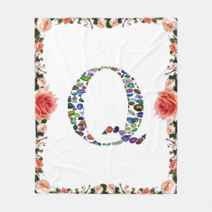 Edelsteen monogram letter Q Fleece Deken