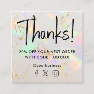 Edelsteen opaal kortingskaart vierkante visitekaartje