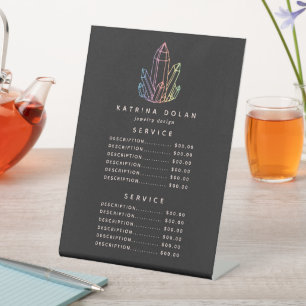 Edelsteen Regenboog Kwarts Kristal Service Prijsme Reclamebord Met Voetstuk