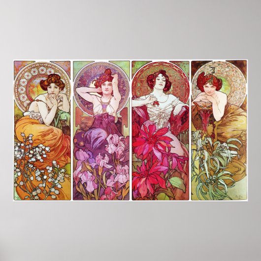 Edelstenen en bloemen, Alphonse Mucha Poster (Voorkant)