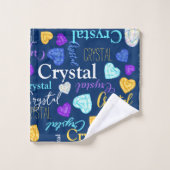 Edelstenen harten aangepaste naam kleurrijke Cryst Bad Handdoek (Wasdoekje)