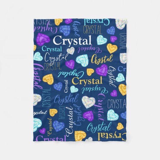 Edelstenen harten aangepaste naam kleurrijke Cryst Fleece Deken (Voorkant)
