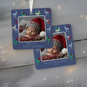 Edelstenen kristal rendier baby's eerste kerst metalen ornament