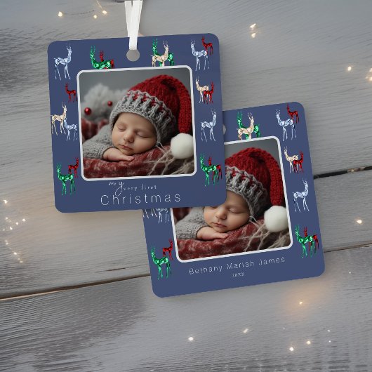 Edelstenen kristal rendier baby's eerste kerst metalen ornament