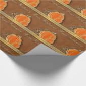 Edelvormige goudThanksgiving pompoenbladeren Cadeaupapier (Hoek)