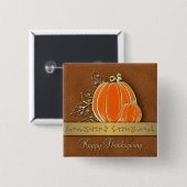 Edelvormige goudThanksgiving pompoenbladeren Vierkante Button 5,1 Cm (Voorkant /achterkant)