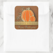 Edelvormige goudThanksgiving pompoenbladeren Vierkante Sticker (Tas)