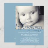 Edelwaardig script Foto Christening Uitnodiging - (Voorkant / Achterkant)