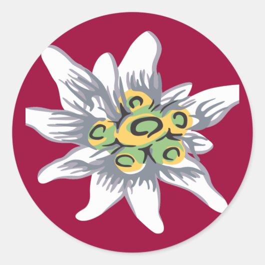 Edelweisbloem Ronde Sticker (Voorkant)